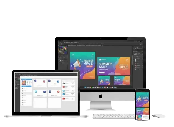 Diseño de material publicitario y banners para campañas de Marketing Digital, adaptados para escritorio, móvil y redes sociales.